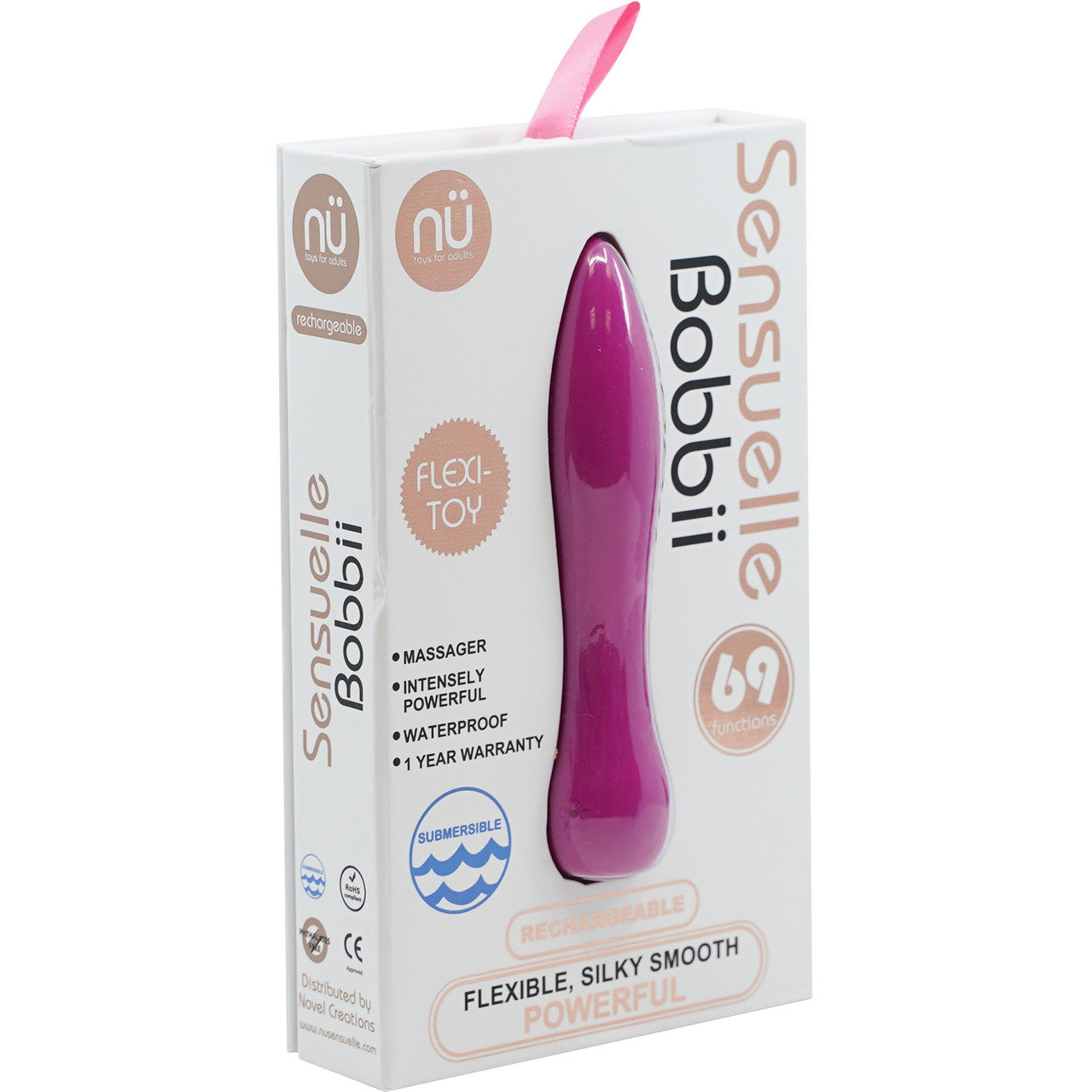 Bobbii Flexible 69 Function Silicone Rechargeable Flexible Bullet Vibrator By Nu Sensuelle - Magenta