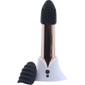 Point Plus 20 Function Bullet Vibrator With Textured Silicone Tips By Nu Sensuelle - Rose Gold