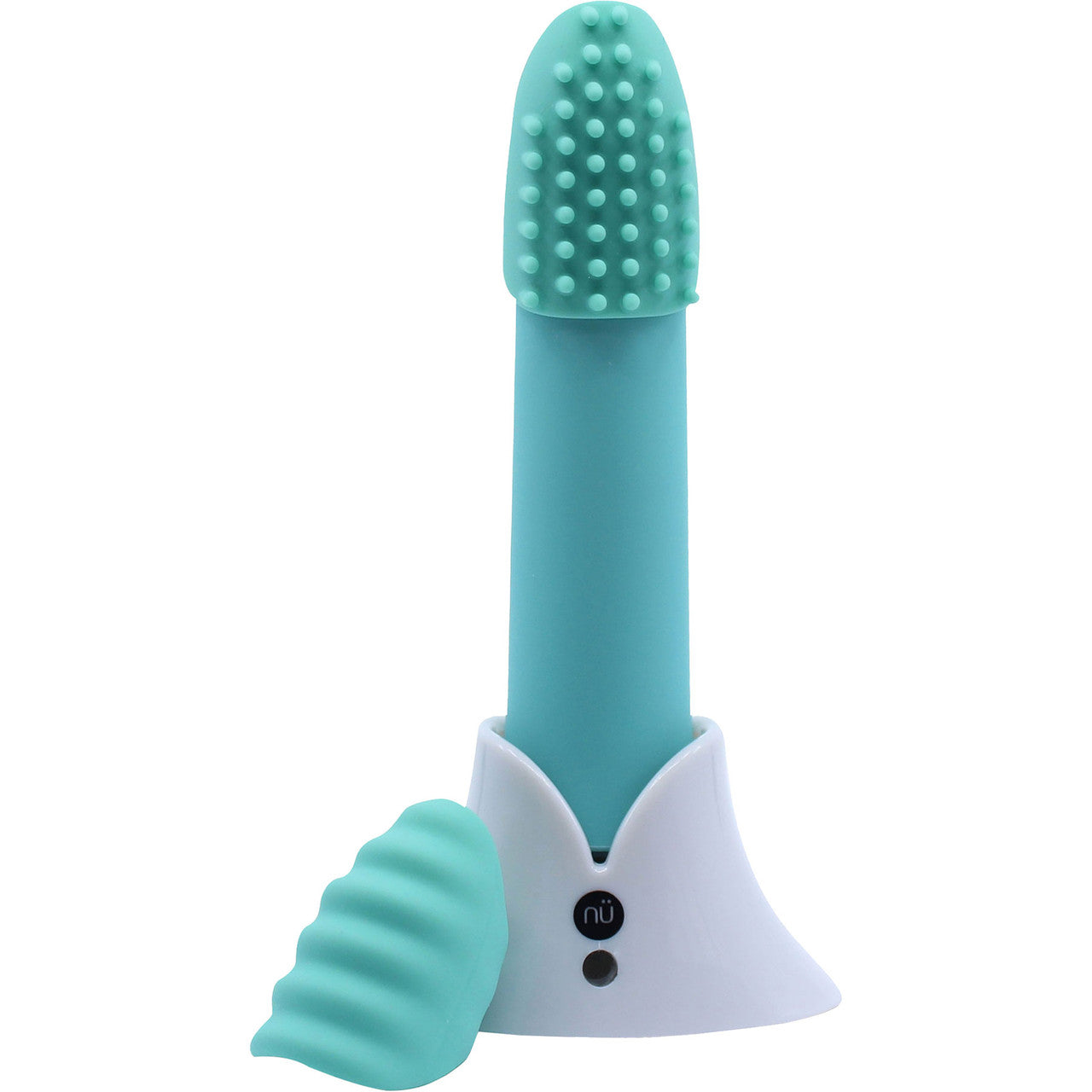 Point Plus 20 Function Silicone Bullet Vibrator With Textured Tips By Nu Sensuelle - Teal