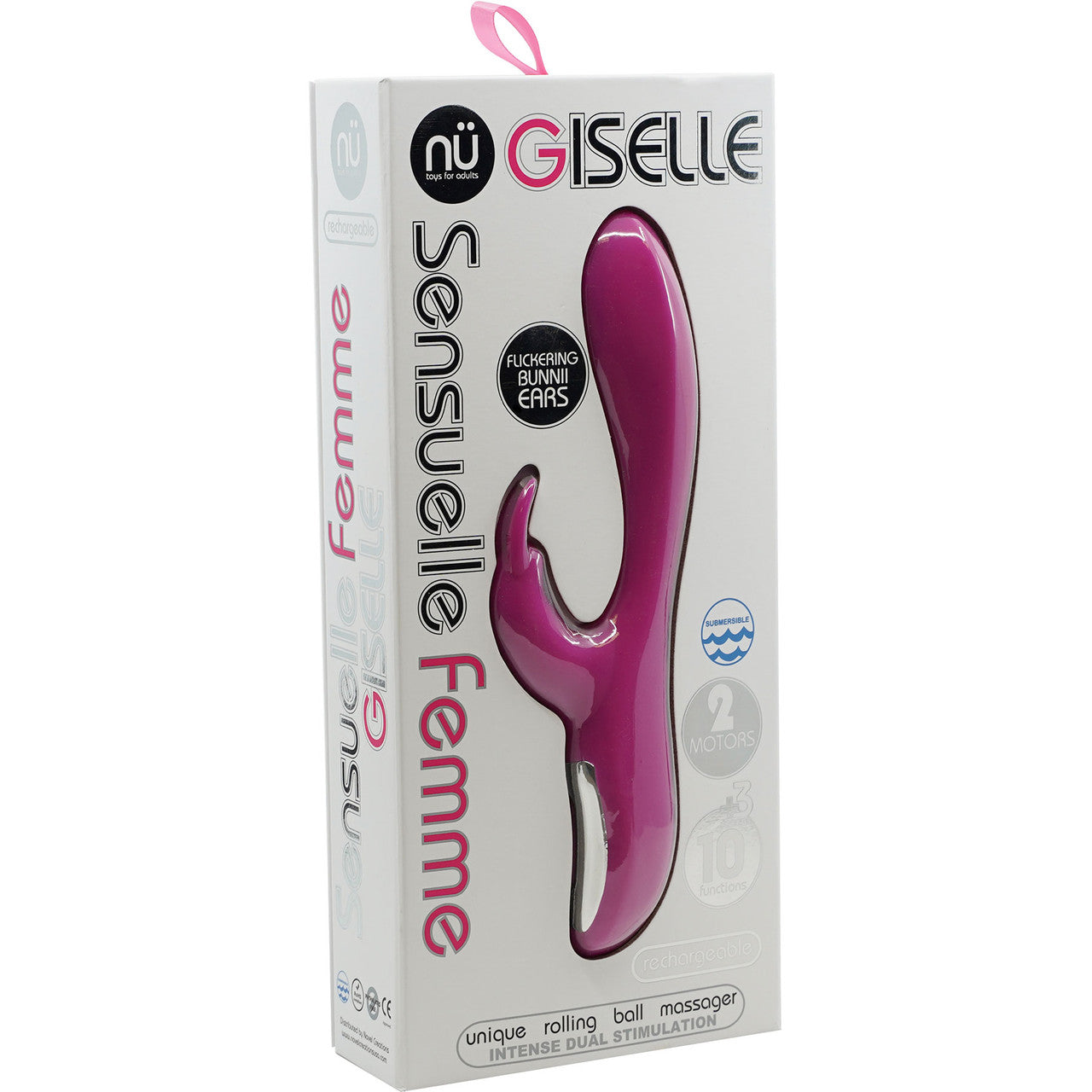 Giselle 10+3 Function Rechargeable Rabbit Silicone Waterproof Dual Stimulation Vibrator By Nu Sensuelle - Magenta