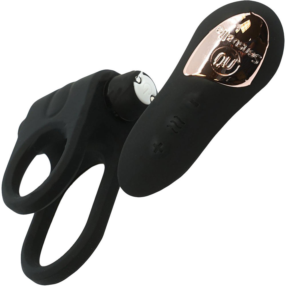 Silicone Remote Control Waterproof Rechargeable Bullet Cock Ring XLR8 By Nu Sensuelle - Black