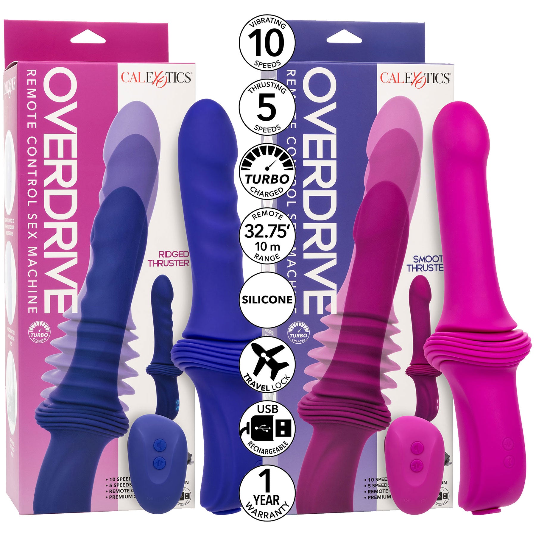 Overdrive Remote Control Sex Machine Handheld Silicone Thruster By CalExotics