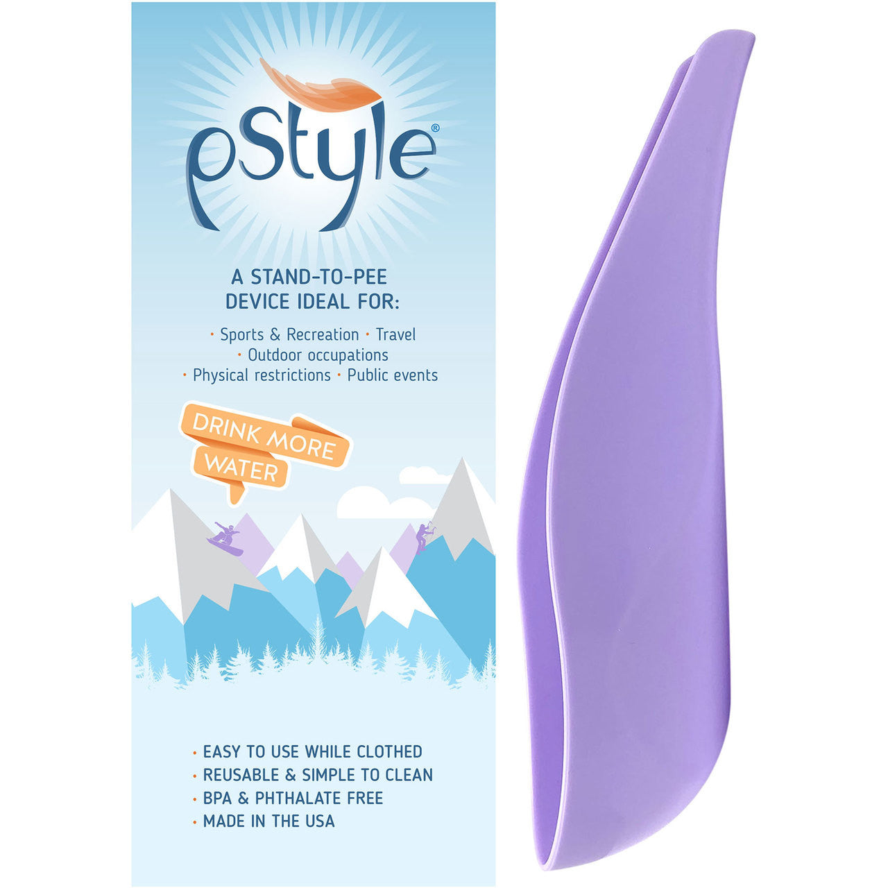 pStyle 2 Stand To Pee Urination Device - Lilac - Pee Standing Up!