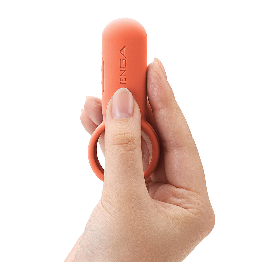 Tenga paiRING+ Warming Vibrating Rechargeable Cock Ring - Coral