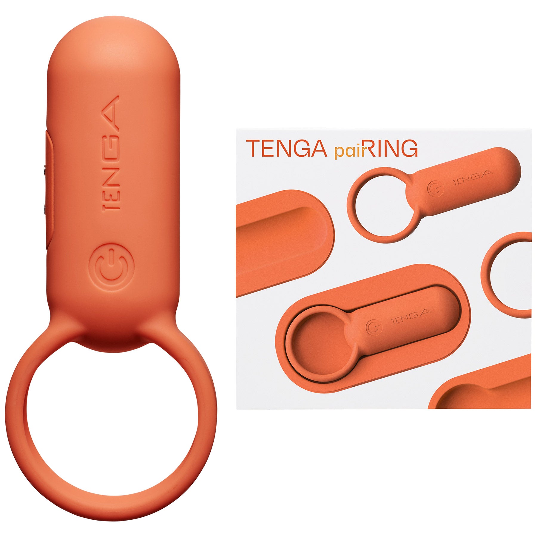 Tenga paiRING+ Warming Vibrating Rechargeable Cock Ring - Coral