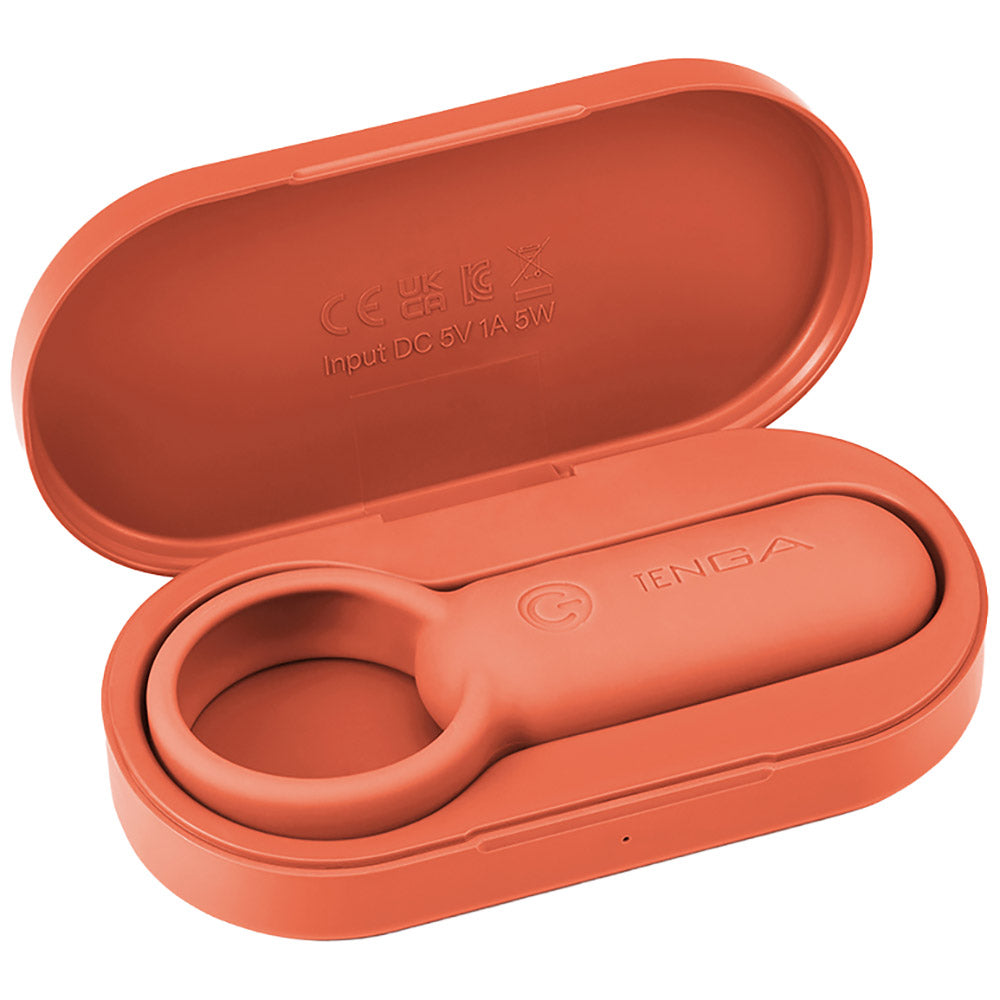 Tenga paiRING+ Warming Vibrating Rechargeable Cock Ring - Coral