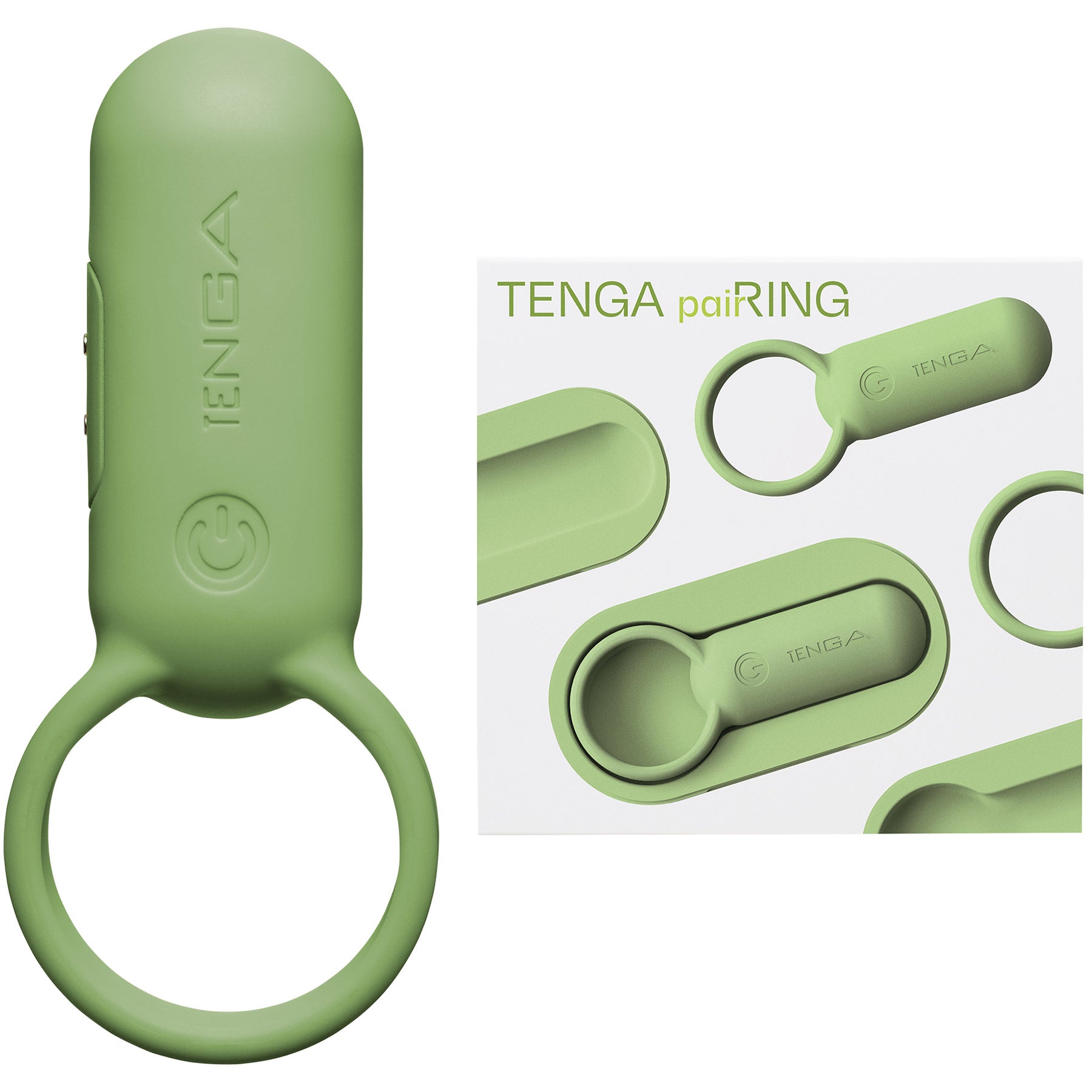 Tenga paiRING+ Warming Vibrating Rechargeable Cock Ring - Lime