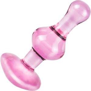 Icicles No. 75 Pink Glass Anal Plug With Heart Shaped Base