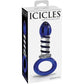 Icicles No. 81 Glass Anal Plug With Blue & Black Accents And Ring Pull Handle Base