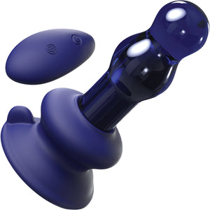 Icicles No 83 Rechargeable Glass Vibrator With Remote Control - Blue