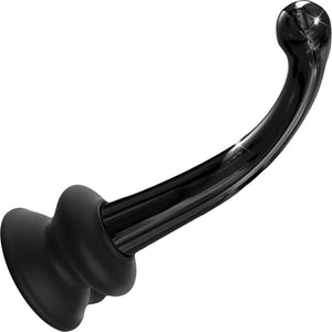 Icicles No. 87 Glass G-Spot Dildo With Flexible Suction Cup Base - Black