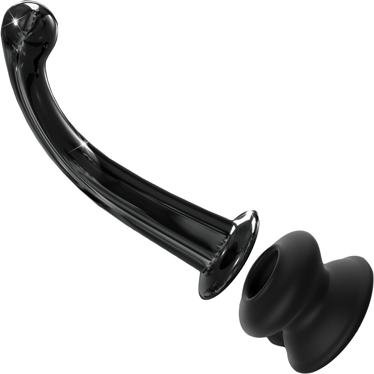 Icicles No. 87 Glass G-Spot Dildo With Flexible Suction Cup Base - Black