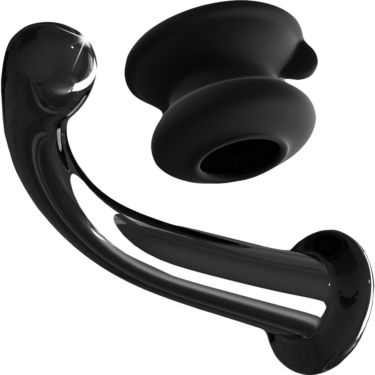 Icicles No. 87 Glass G-Spot Dildo With Flexible Suction Cup Base - Black