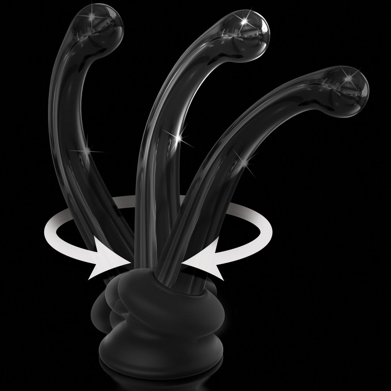 Icicles No. 87 Glass G-Spot Dildo With Flexible Suction Cup Base - Black