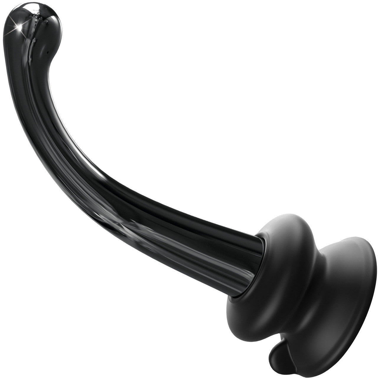 Icicles No. 87 Glass G-Spot Dildo With Flexible Suction Cup Base - Black