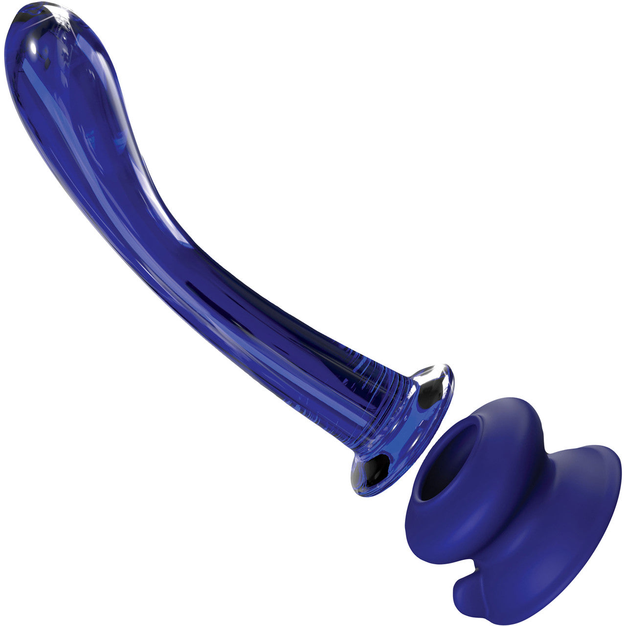 Icicles No. 89 Glass G-Spot Dildo With Flexible Suction Cup Base - Blue