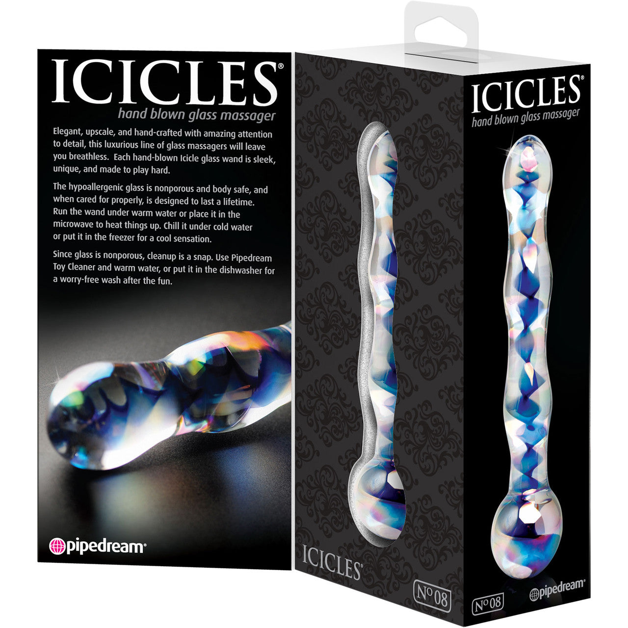 Icicles No. 8 Sapphire Spiral Glass Dildo