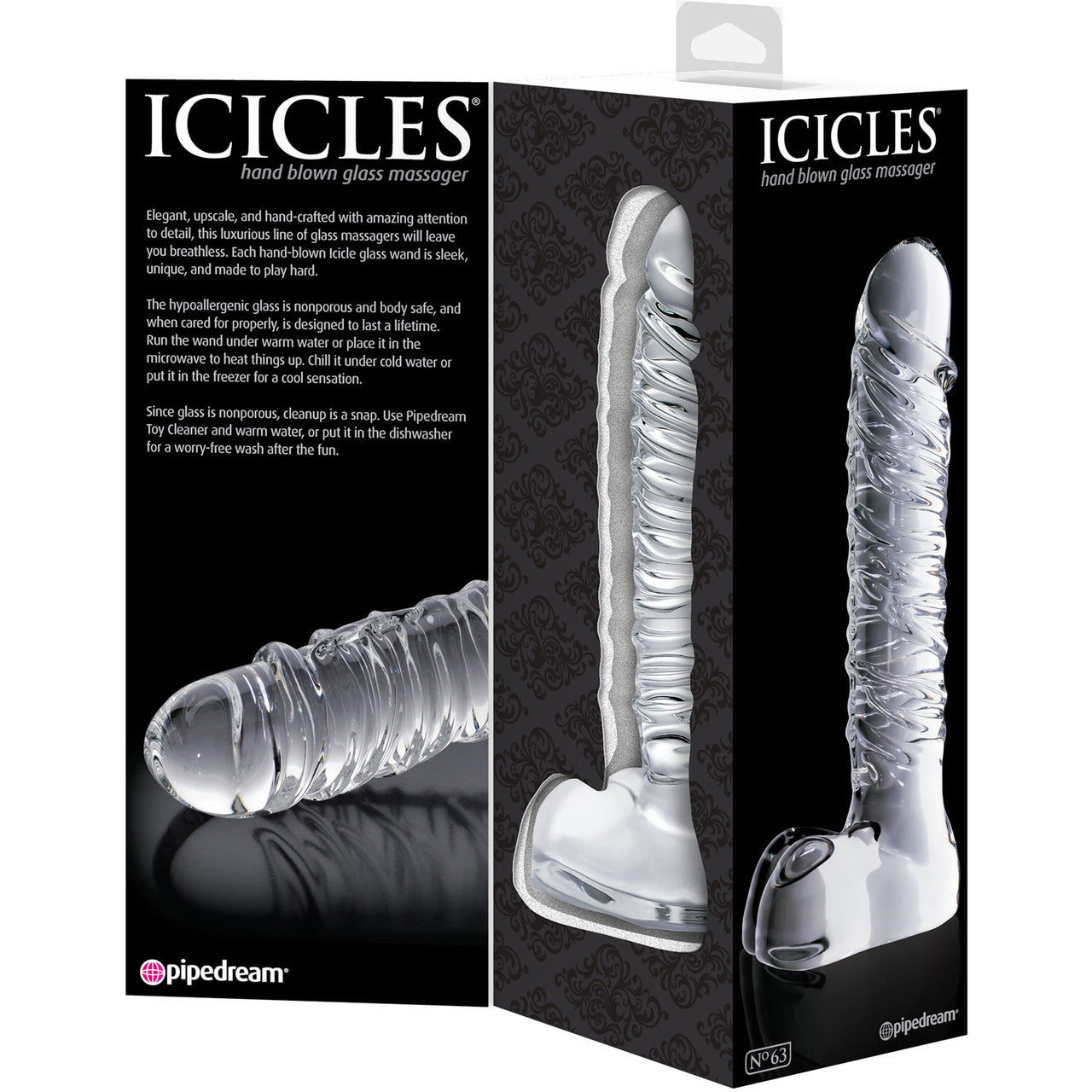 Icicles No. 63 Clear Glass Realistic Dildo