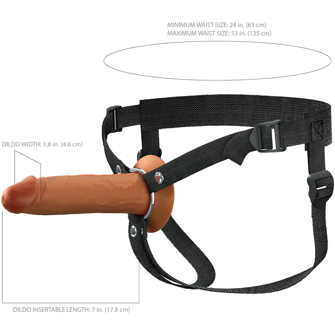 Fantasy X-tensions Elite 7" Hollow Silicone Strap-On Dual Density Dildo & Harness Kit - Caramel