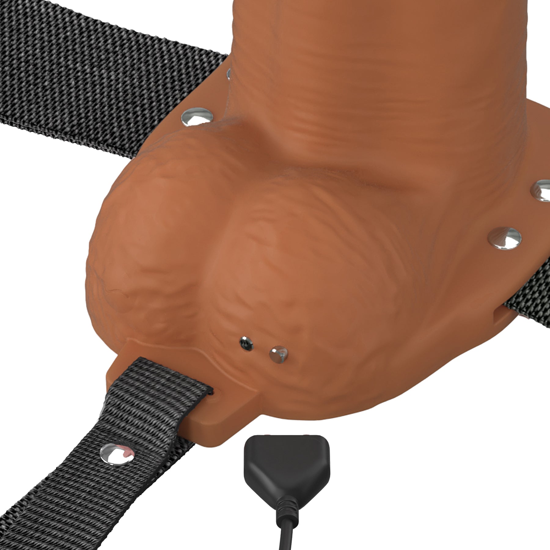 Fantasy X-Tensions Elite Vibrating Silicone Dual Density 6" Hollow Strap-On Dildo - Chocolate