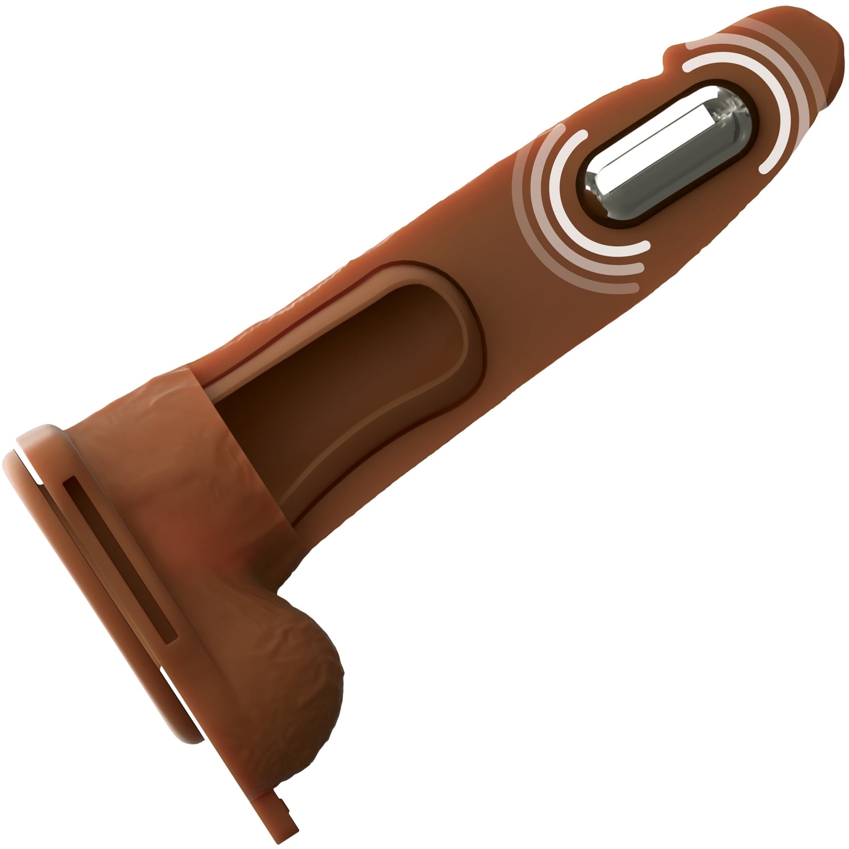 Fantasy X-Tensions Elite Vibrating Silicone Dual Density 7" Hollow Strap-On Dildo - Chocolate