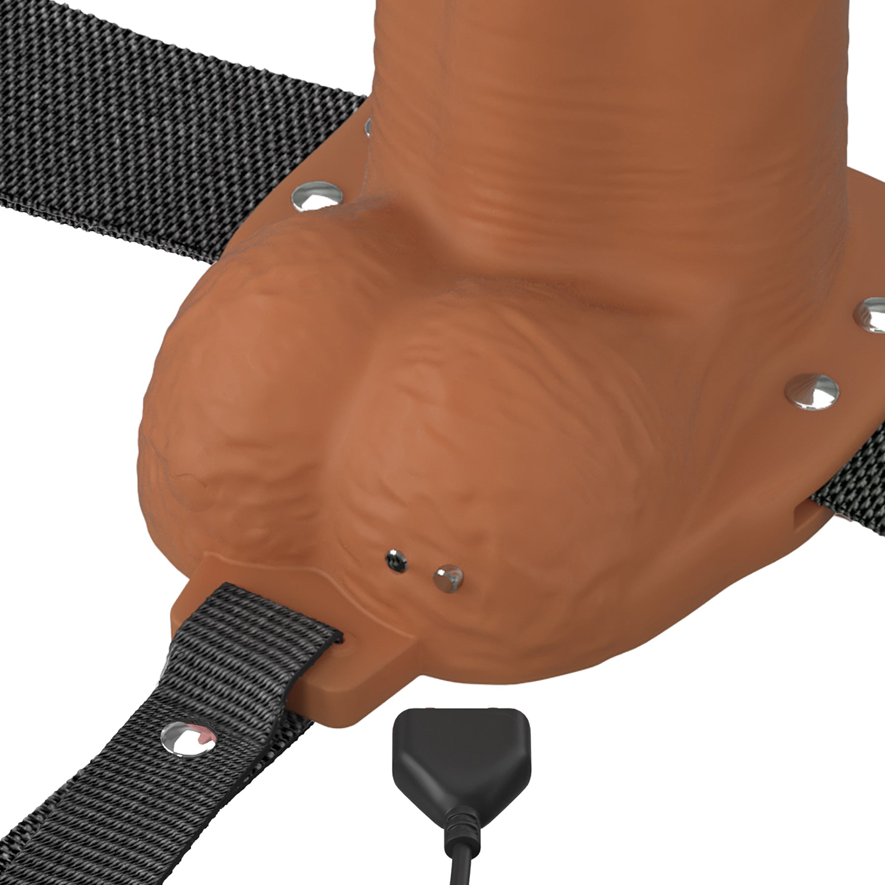 Fantasy X-Tensions Elite Vibrating Silicone Dual Density 7" Hollow Strap-On Dildo - Chocolate