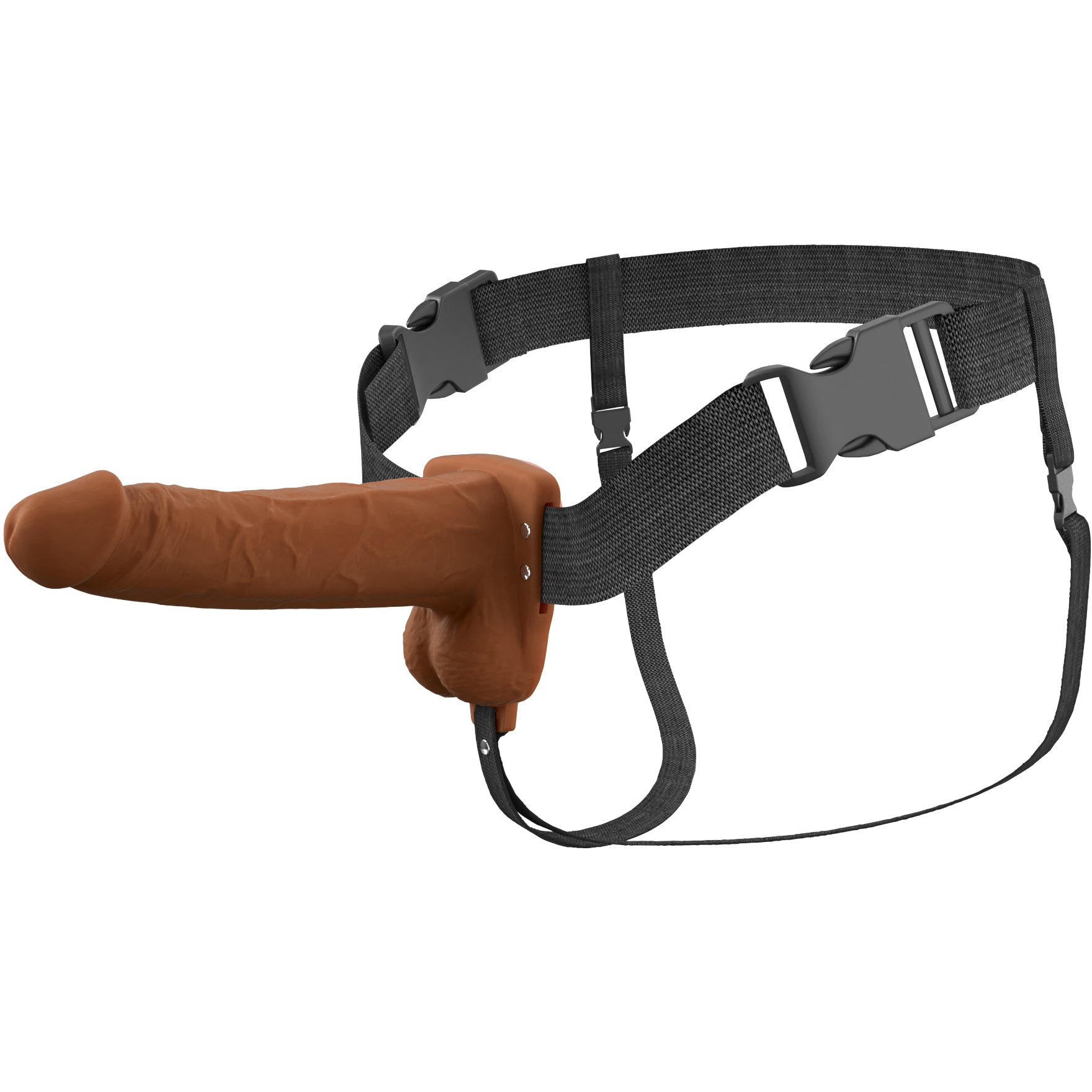 Fantasy X-Tensions Elite Vibrating Silicone Dual Density 7" Hollow Strap-On Dildo - Chocolate