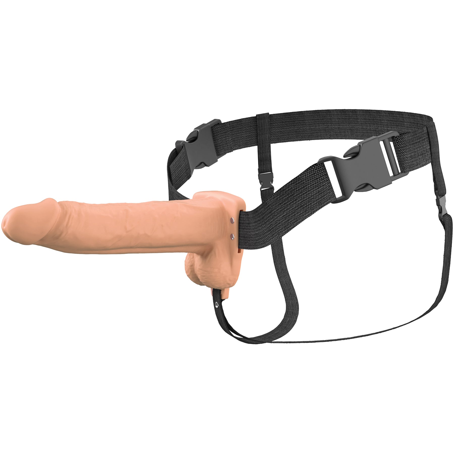 Fantasy X-Tensions Elite Vibrating Silicone Dual Density 8" Hollow Strap-On Dildo - Vanilla