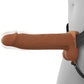 Fantasy X-Tensions Elite Vibrating Silicone Dual Density 8" Hollow Strap-On Dildo - Chocolate