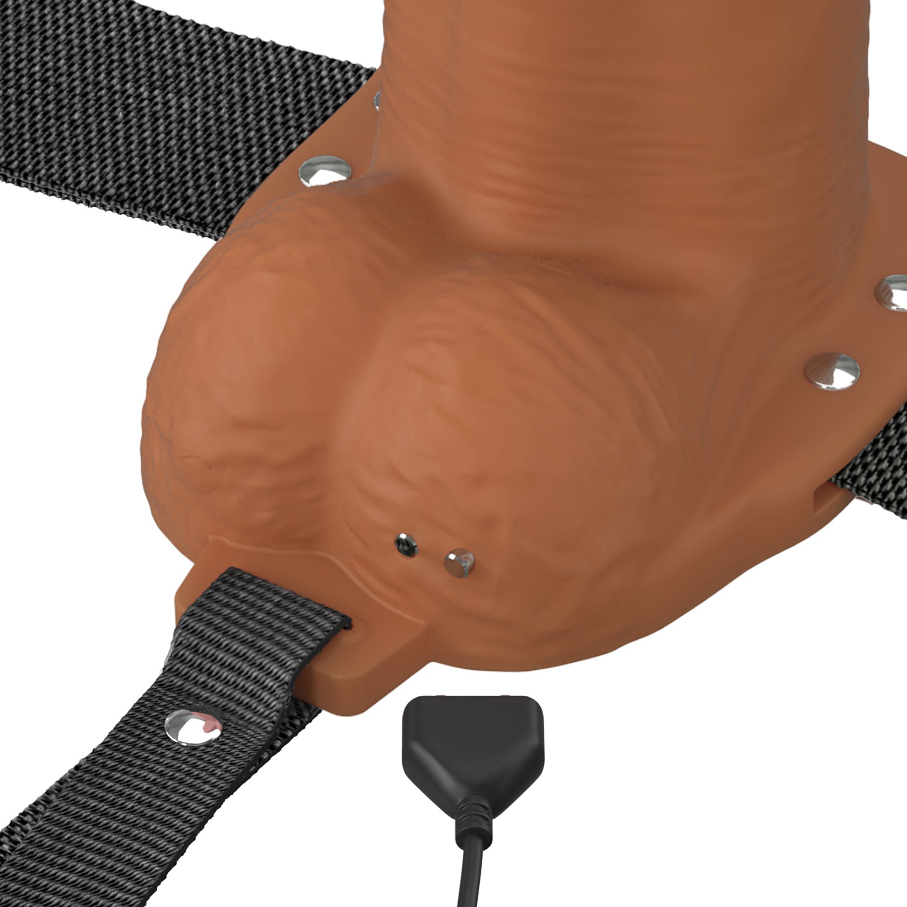 Fantasy X-Tensions Elite Vibrating Silicone Dual Density 8" Hollow Strap-On Dildo - Chocolate