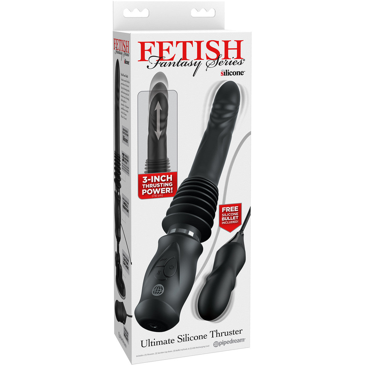 Fetish Fantasy Series Ultimate Silicone Rechargeable Thruster With Vibrating Bullet & Suction Base