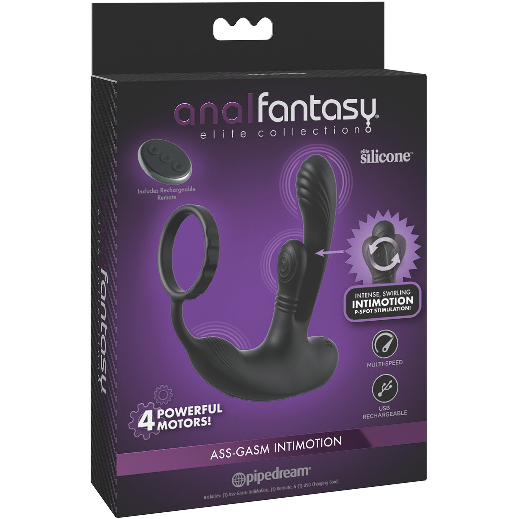 Anal Fantasy Elite Ass-Gasm IntiMotion Swirling Silicone Cock Ring Plug