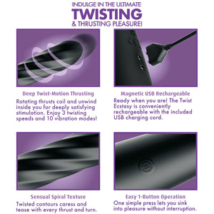 Anal Fantasy Elite Twist Ecstasy Rechargeable Silicone Rotating Dildo