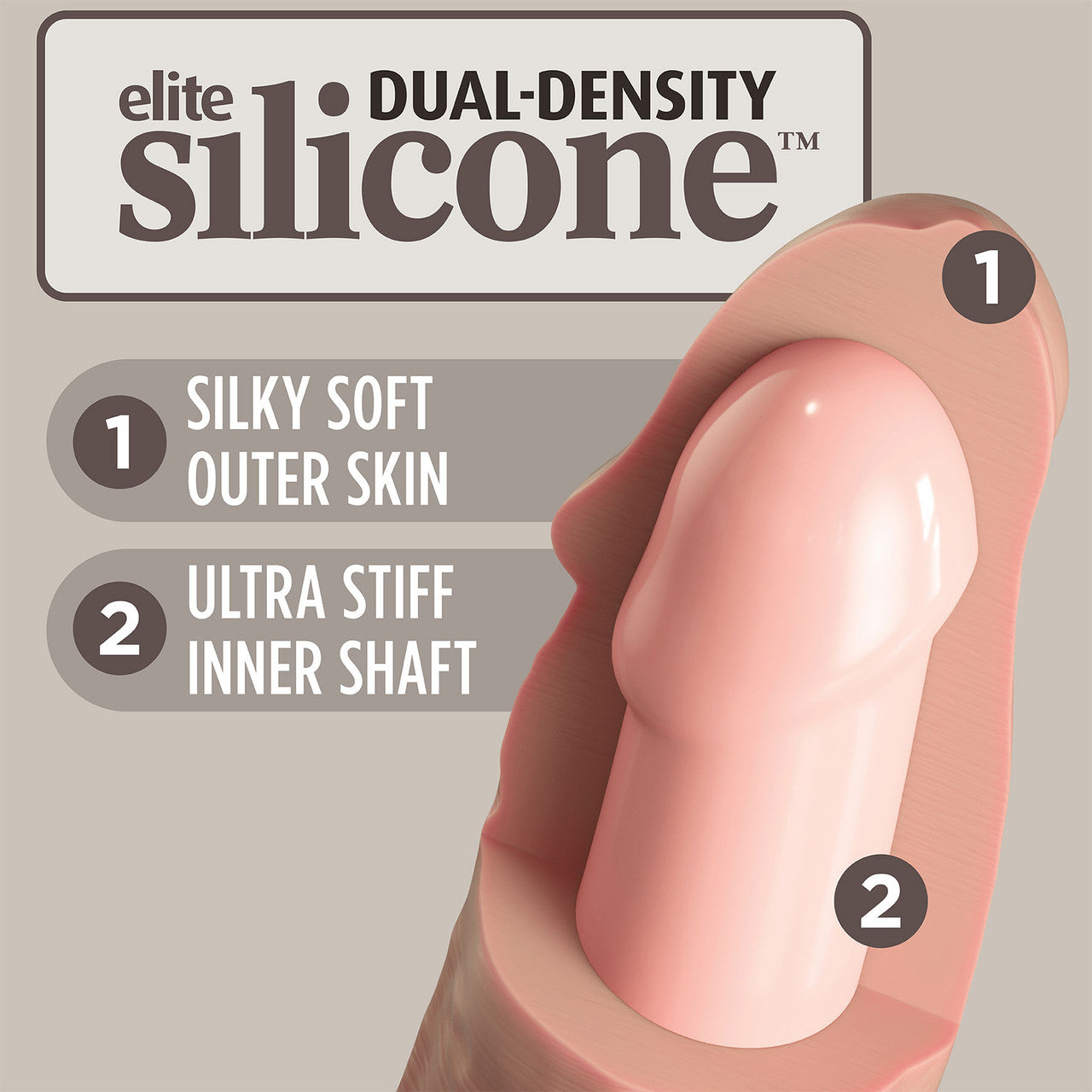 King Cock Elite Dual Density 6" Silicone Suction Cup Dildo - Vanilla