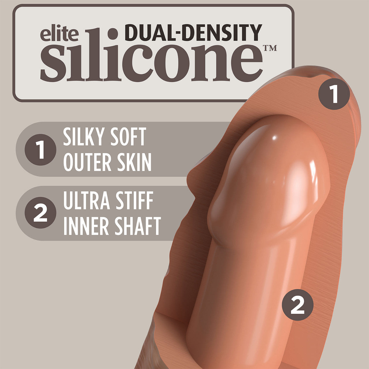 King Cock Elite Dual Density 6" Silicone Suction Cup Dildo - Caramel