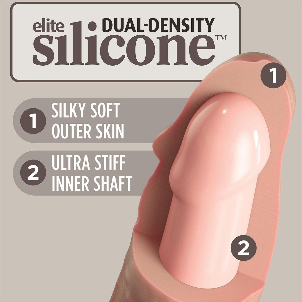 King Cock Elite Dual Density 7" Silicone Suction Cup Dildo - Vanilla