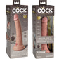 King Cock Elite Dual Density 7" Vibrating Silicone Suction Cup Dildo With Remote - Vanilla