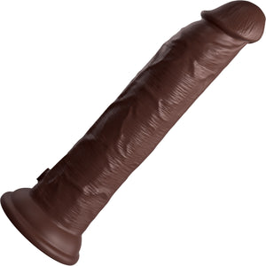 King Cock Elite Dual Density 9" Vibrating Silicone Suction Cup Dildo With Remote - Chocolate