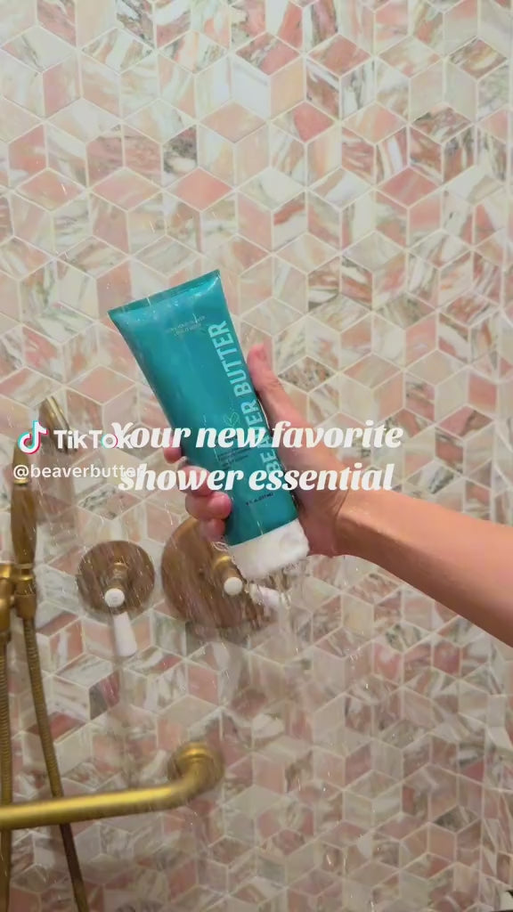 Load video: Silky smooth, razor burn-free, and smelling fresh? Hell yes! Beaver Butter Soothing Shaving Cream turns your routine into a pampering session. Glide, nourish, &amp; emerge with touch-ably soft skin. Light and cool cream that smells clean and fresh. Paraben-free and not tested on animals.