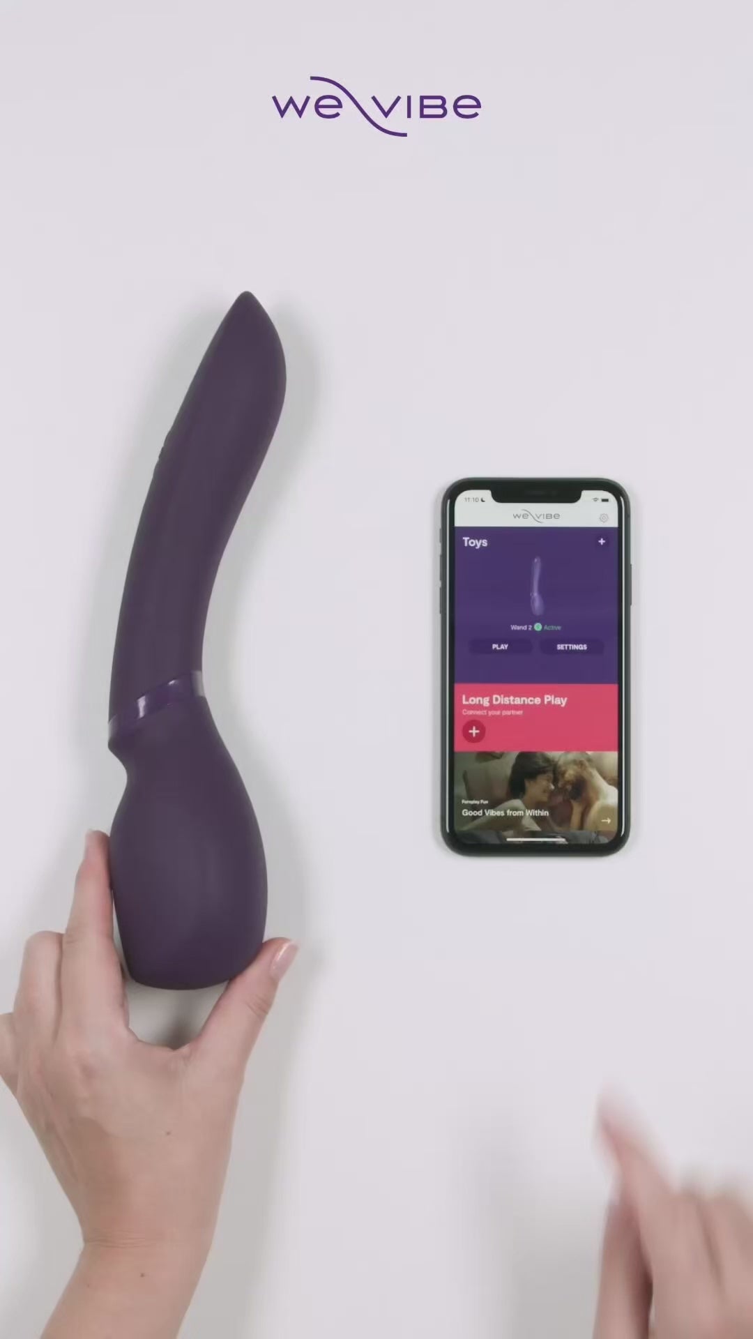 Load video: We-Vibe Wand 2 is the ultimate in delivering deep, rumbly vibrations. Cordless, app-enabled, flexible head and ergonomic handle.