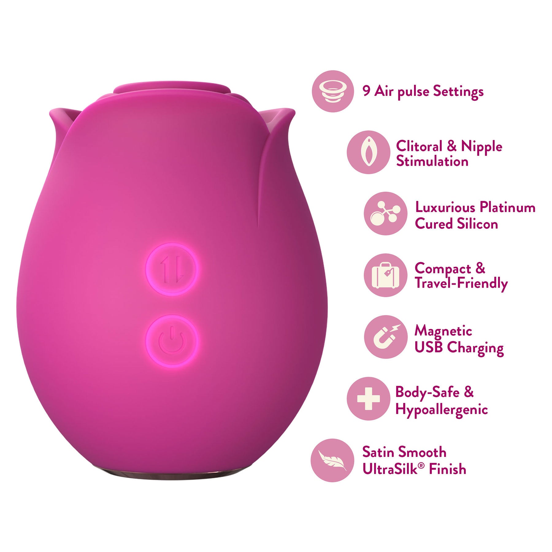 The Original Blush Rose With Air Pulsation Rechargeable Silicone Clitoral Stimulator