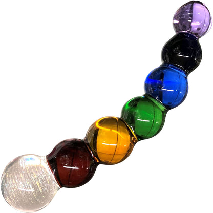 Rainbow Bubble Glass Dildo with Dichrioic Bulb By Crystal Delights