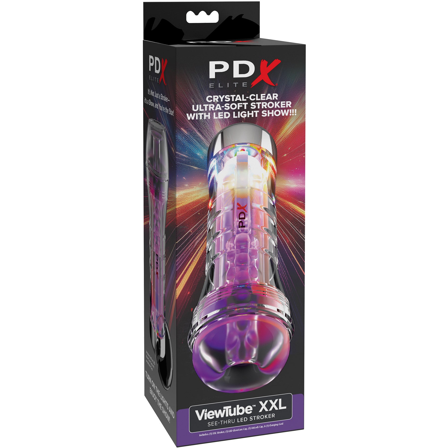 PDX Elite ViewTube See-Thru EZ-Grip LED Penis Stroker