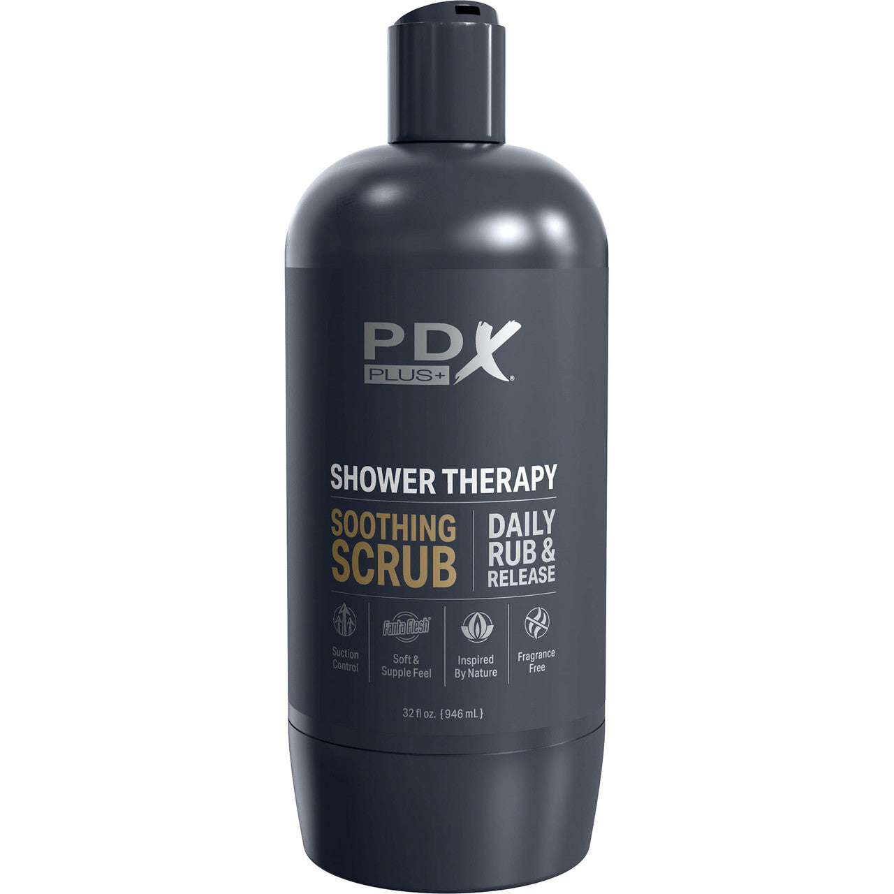 PDX Plus Shower Therapy Soothing Scrub Discreet Penis Stroker By Pipedream - Chocolate