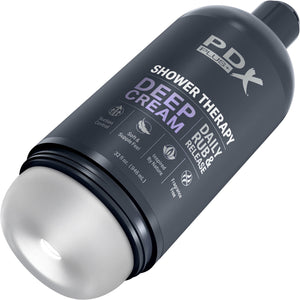 PDX Plus Shower Therapy Deep Cream Discreet Penis Stroker By Pipedream - Frosted