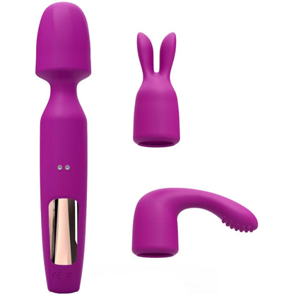 R-evolution Rechargeable Silicone Vibrating Wand With Two Attachments By Love To Love - Pink