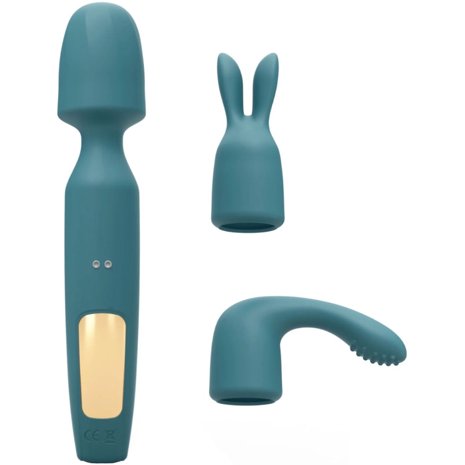 R-evolution Rechargeable Silicone Vibrating Wand With Two Attachments By Love To Love - Teal