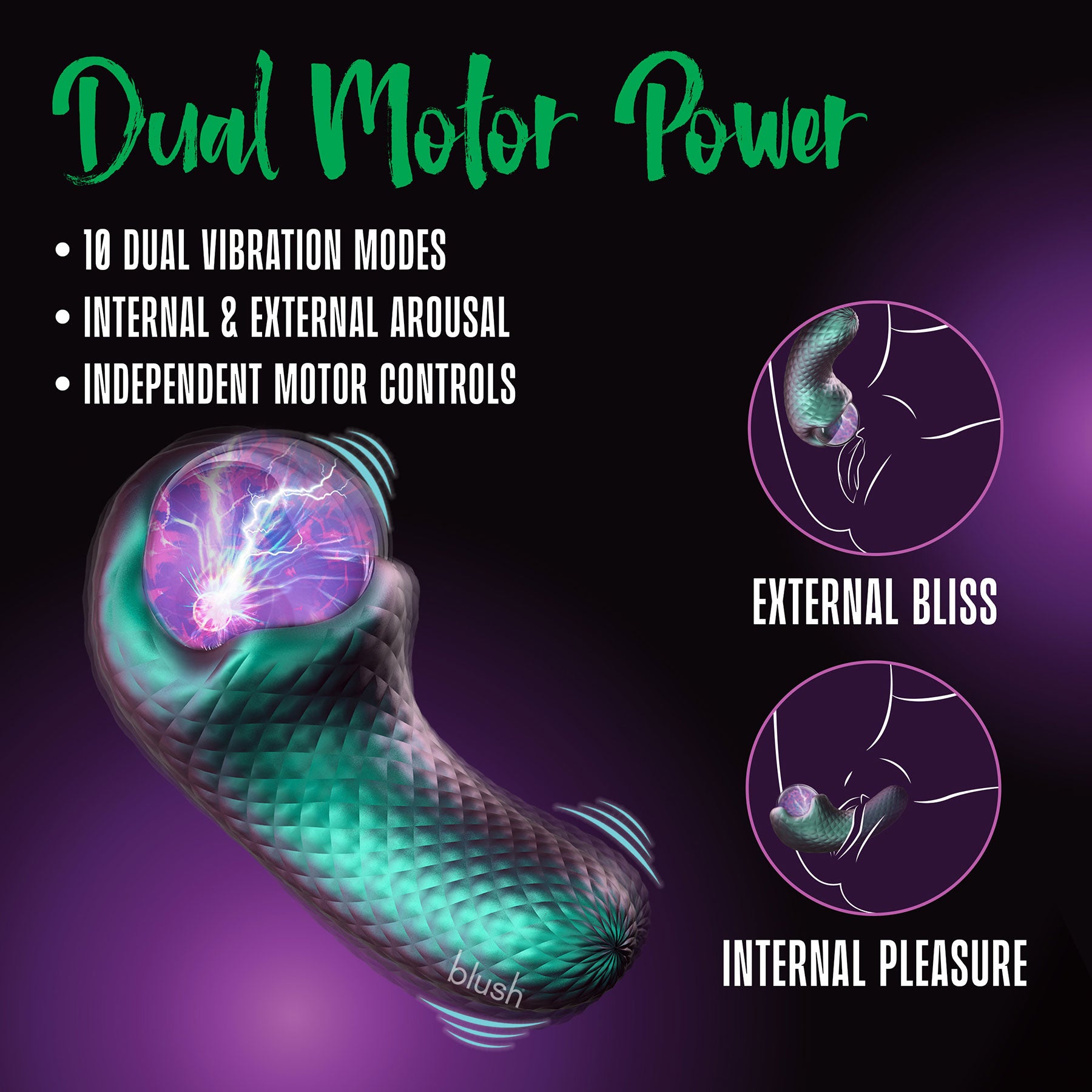 Temptasia By Blush Enchanted Serpent Pulse Vibrator With Mystical Plasma Globe - Dark Millenia