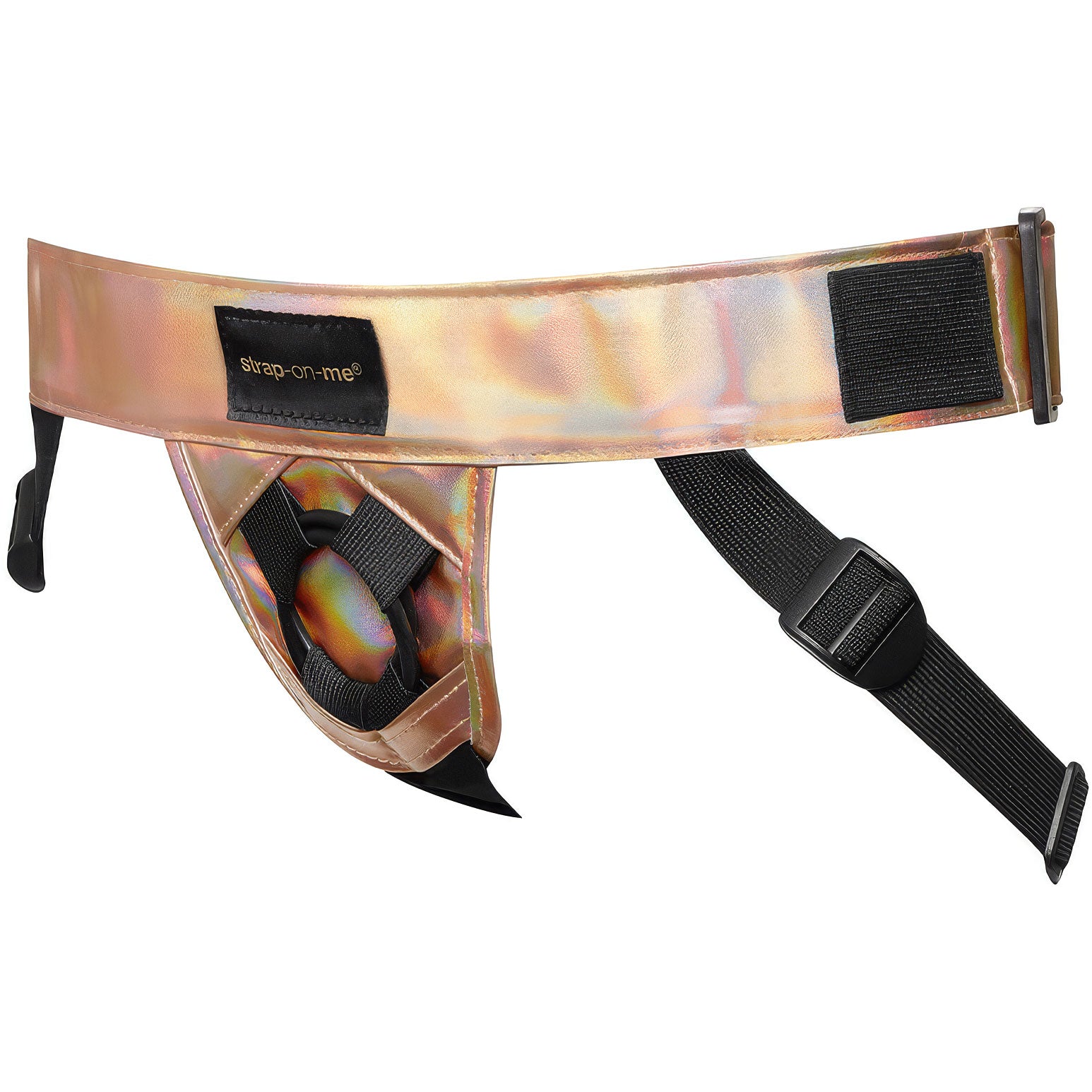 Strap-on-Me Curious Leatherette Strap-On Harness - Holographic Rose Gold