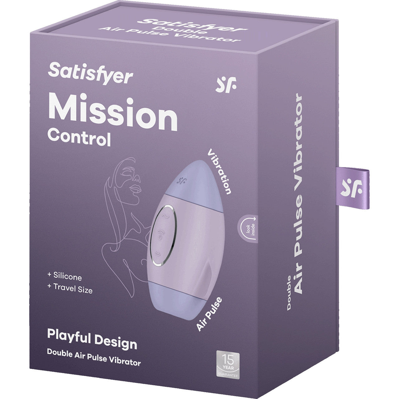 Satisfyer Mission Control Rechargeable Waterproof Silicone Air Pulse Clitoral Stimulator - Violet